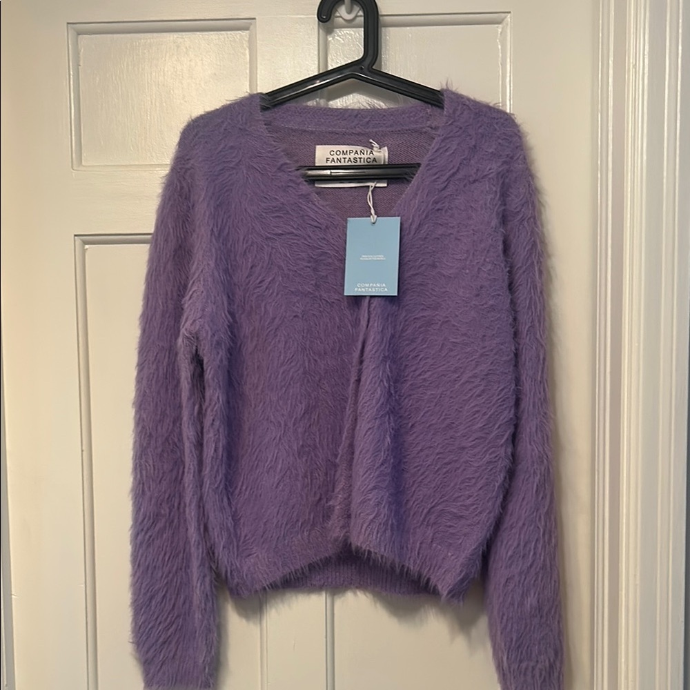 Compania Fantastica Purple Women's Eyelash Sweater size Large NWT